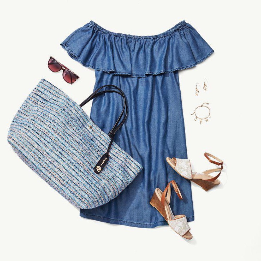 Tommy Bahama chambray off shoulder dress